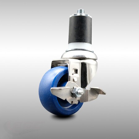 Service Caster 3.5 Inch 316SS Solid Polyurethane Swivel 1-3/4 Inch Expanding Stem Caster Brake SCC-SS316EX20S3514-SPUS-TLB-134
